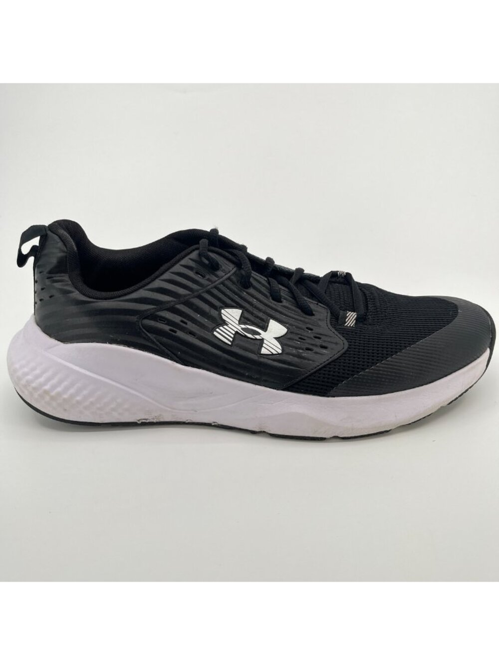 Under Armour Commit 4 Mens Size 12 Black White Athletic Running Shoes Sneakers
